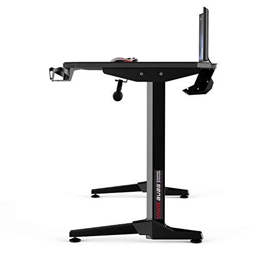 AuAg 55 inch Racing Style Gaming Desk Computer Desk Workstation T-Shaped Office PC Computer Sturdy Table with Free Mouse Pad, Cup Holder & Headphone Hook