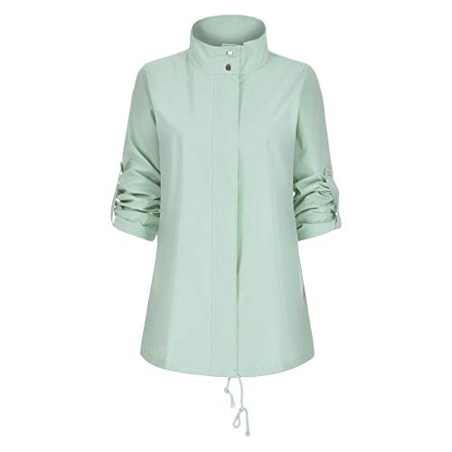 Bravetoshop Fashion Women's Solid Kimono Cardigan Long Sleeve Pocket Coat Outerwear Trench Coat Green