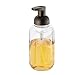 mDesign Round Plastic Refillable Foaming Soap Dispenser Pump Bottle for Bathroom Vanity Countertop - Vintage-Inspired, Compact Container Design - Twain Collection - 2 Pack - Clear/Bronze