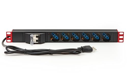 Link 19" Rack Power Strip LK10051 with 8 Universal Sockets and Switch, Italian Plug, 16A, Cable 1.75 m, Metal, Capacity 3.5 KW, Dimensions 48.5 x 4.5 x 4.5 cm. Reversible Flights