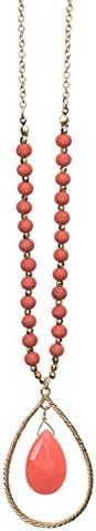 Occasionally Made Open Tear Drop Necklace, Coral Jade