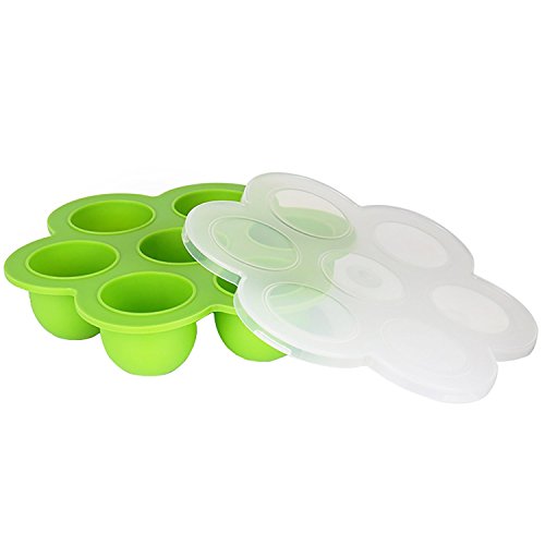 Silicone Egg Bites Molds Instant Pot Accessories, Fits Instant Pot 5,6,8 qt Pressure Cooker, 7Cups Baby Food Storage Freezer Trays with Silicone Clip-On Lid (7 Cups Green - 1 Pack) - Thumbnail 2