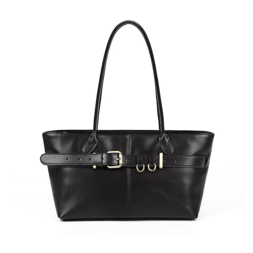 MoreFarther Bolso Tote de Piel para Mujer | Piel genuina, bolso de hombro, estructurado, mantiene su forma y se sostiene, diario, trabajo, trayectos, escapada, regalo