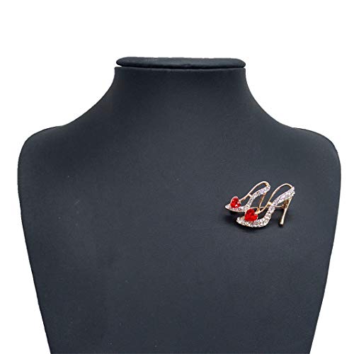 Sperrins Fashion Style High-Heel Shoe Rhinestone Brooch Pin Gold Color - Thumbnail 2