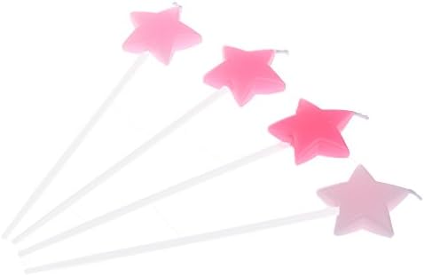 Deboc 4Pcs Happy Birthday Candle Star Sticks Design Cake Topper for Party Decor (Pink)