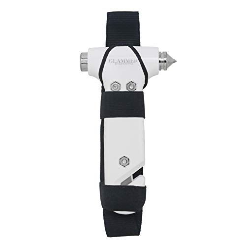 Car Window Breaker and Seatbelt Cutter - Women's Auto Emergency Vehicle Escape Hammer/Seat Belt Cutter the Glammer Hammer, Effective & Fashionable in White