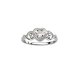 Sterling Silver April CZ Simulated Birthstone Baby Ring with Heart