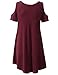 URBANCLEO Womens Off The Shoulder Elong Tunic Top Mini T-Shirt Dress BRGNDY, XL