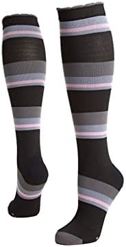Lily Trotters Women's Designer Athletic Compression Socks - Candy Stripes Black