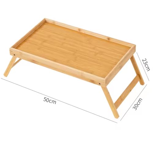 Mesa de Bambu com Pés Dobráveis para Notebook e Café da Manhã na Cama Bandeja Portátil 50x30 cm Multiuso para Sofá ou Quarto Suporte Compacto para Trabalhar Ler ou Servir Refeições
