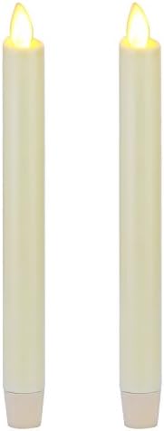 Ksperway 8" Set of 2 Ivory Unscented Wax Flameless Taper Candle with Moving Wick,Timer and Remote