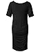 Women's Bodycon Maternity Dress Casual Short Sleeve Ruched Sides Knee Length Pregnant Dresses Black L