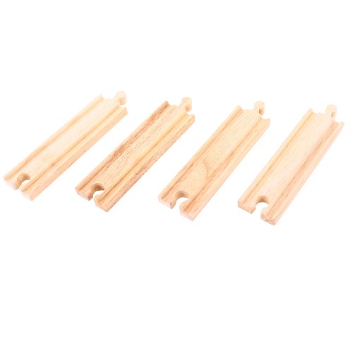 Bigjigs Rail Medium Straights (Pack of 4) - Other Major Wooden Rail Brands are Compatible