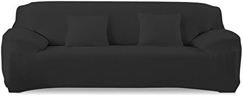 DIFEN Sofa Cover Seater Slipcover Sofa Couch Stretch Elastic Polyester Spandex Fabric Sofa Protector (Chair: 4 Seater, Black)