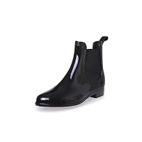 Ankle Boots Rain Boots Elastic Band Shoes Woman Solid Rubber Waterproof Flats,Black,6
