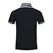 YTD 100% Cotton Mens Casual V-Neck Button Slim Muscle Tops Tee Short Sleeve T- Shirts (US Small, Black)