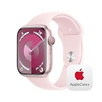 Apple Watch Series 9 [GPS + Cellular 45mm] Smartwatch with Pink Aluminum Case with Pink Sport Band M/L with AppleCare+ (2 Years)