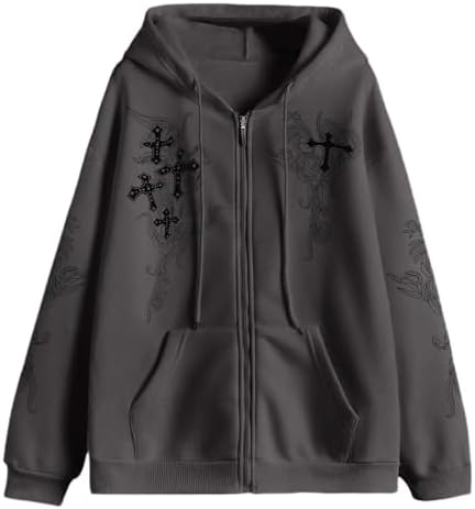 Amazon.com: Tooe Y2K Streetwear Hoodies Full Zip Up Grunge Jacket