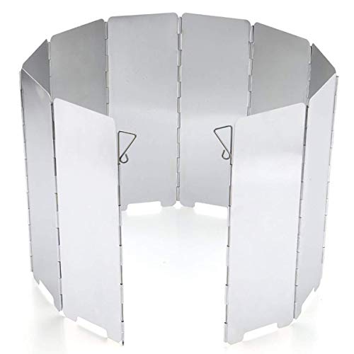 Sutekus Wind Defelectors Extension Aluminum Plates 10pcs,Contained Lightweight Storage Bag BBQ Burner Windsheild Camping Windscreen Foldable Burner Windshield (Tiny)