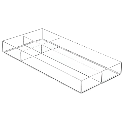 mDesign Plastic Stackable Office Divided Storage Drawer Organizer Tray for Desk, Shelf