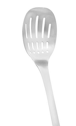Internet's Best Stainless Steel and Bamboo Slotted Serving Spoon | Solid Cooking Buffet Spoon | Wooden Kitchen Utensil