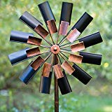 Bits and Pieces - Two Level Copper and Black Windmill - Decorative Lawn Ornament Wind Spinner- Kinetic Garden Spinner