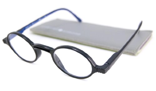 Gabriel + Simone Unisex Round Reading Glasses Rond Black and Blue