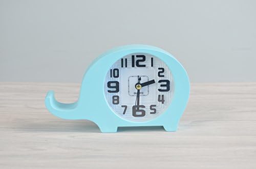Cute Blue Table Animal Time Alarm Clock Decor Elephant Shape for Kid