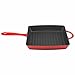 Zelancio Cookware Enameled Cast Iron Grill Pan - Square 10 Inch Pan is Perfect for Steak, Grilled Cheese, Panini's and more (Cayenne Red)