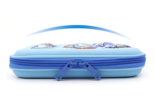 Angry Shark Boys Cool Pencil Case - Large Capacity Hardtop Pencil Box with Compartments - Colored Pencil Holder School Supply Organizer for Kids Girls Toddlers Children (Light Blue) - Thumbnail 3