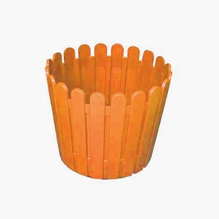 Antier Round VIP Plastic Flower Pot/Plastics Planter Gamla for Plant Holder (Size 12 Inch, Pack of 1- Orange