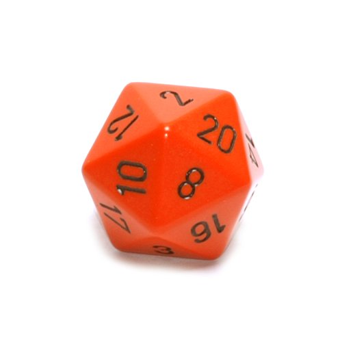 Chessex Manufacturing XQ2003 Opaque Single Jumbo 34 mm D20 Dice Orange With Black