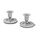 Rustic Taper Candlestick Holder - Set of 2, Short Grey Enamel Candleholders with Distressed Finish, 2.5 Inch Tall, Fits Standard Size Tapered Candles, Vintage, Classic and Farmhouse Decor