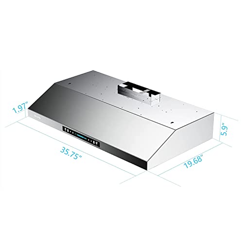 36 Inch Under Range Hood with 900CFM, 4 Speed Gesture Sensing