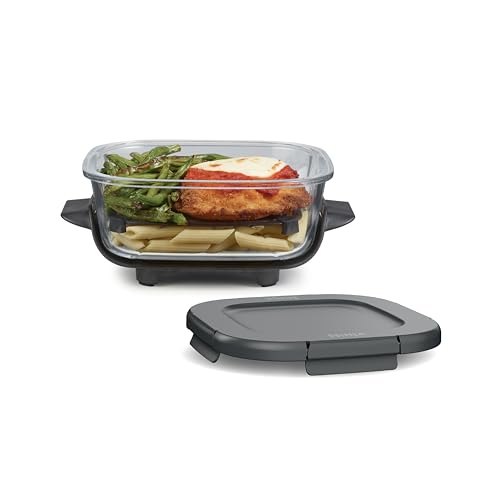 Ninja 6 Cup CleanCrisp Glass Container with Leak-Proof Storage lid, Compatible with Ninja Crispi® Portable Cooking System, Microwave, Freezer & Dishwasher Safe, PFAS & PTFE Free Glass, XSKSFN6CUP