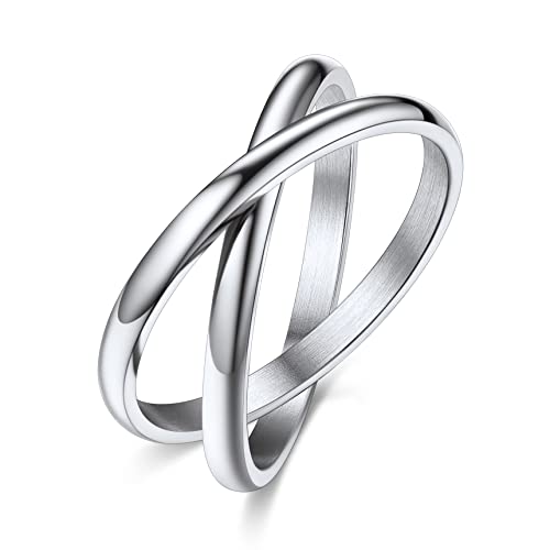 Bestyle Minimalist Stackable Cross Rings Stainless Steel Rings