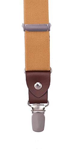 ORSKY Mens' Bow Tie and Suspenders Adjustable Elastic 47 Inches Mustard Yellow - Thumbnail 3
