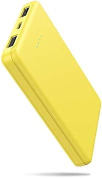 SIXTHGU Mini Portable Charger Power Bank 5000mAh Capacity External Battery Pack Dual Output Port with LED Status Indicator Power Bank for iPhone, Samsung Galaxy, Android Phone,Tablet & etc (Yellow)