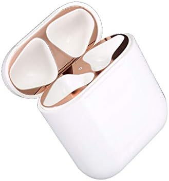 SunYueY Self-adhevice,Precise,Anti-scratches,Dust-proof 2Pcs Dustproof Metal Adhesive Guard Cover Sticker Protector for Apple Airpods - Rose Gold