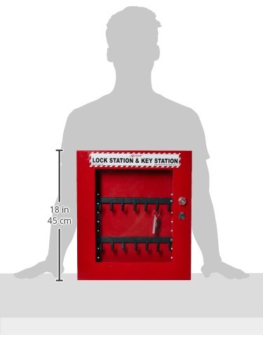 Aktion Safety Lockout Station AK-LS-114 hanger for keys front side - Size 17 x 15 x 3 inch, Red (Pack of 1) 1