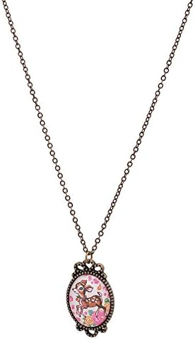 Folk Art Alice in Wonderland Oval Necklace
