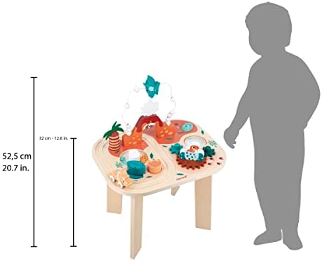 - Table d'Activités Dinosaure - 8 Activités Premier Age - Jouet d'Éveil - Développe la Motricité Fine et la Dextérité - Jouet en Bois FSC - Dès 12 Mois, J05825