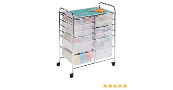 Amazon Com Seville Classics 12 Drawer Organizer Cart Frosted
