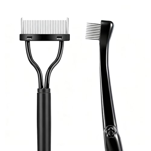 2 PCS Eyelash Separator Tool, Eye Brow Comb, Portable Mascara Separator Tool with Cover, Eyebrow Combs with Metal Teeth, Lash Comb for Women, Makeup Tools
