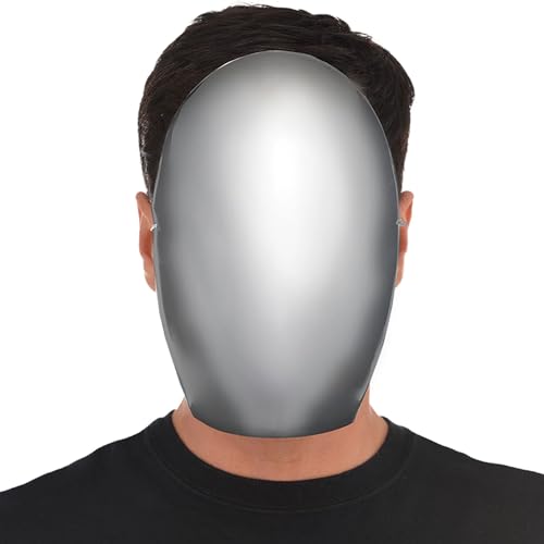 Eye-catching Faceless Silver Mask - 1 Pc. - Dazzling & Metallic Design - Unique & Showstopping Party Accessory - Great for Halloween & Costume Party at Amazon