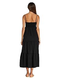 STYLE DOME Vestido largo para mujer sin mangas con cuello en V sin mangas Swing Summer Spaghetti Tie Front Strap Swing Beach Party Dress