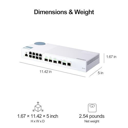 QNAP QSW-M408-2C 10GbE Managed Switch, with 2-Port 10GbE SFP+/RJ45 Combo, 2-Port 10GbE SFP+, 2-Port 10GbE Base-T (RJ45) and 8-Port Gigabit
