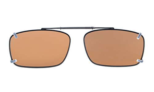 Eyekepper Metal Frame Rim Polarized Lens Clip On Sunglasses 2 1/8"x1 5/16" Brown Lens