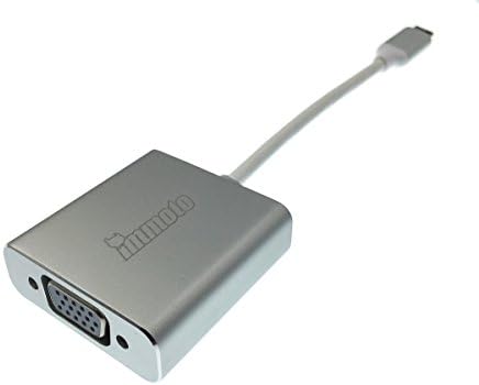 IMMOTO USB Type C to VGA Dongle, HD 1920x1080@60Hz, Aluminum Shell Silver Colour for Apple MacBook 12" (2015 & 2016), MacBook Pro 13", MacBook Pro 15", Google Chromebook Pixel