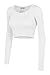 LE3NO Womens Fitted Long Sleeve Crop Top with Stretch, L3NWT1073_WHITE, Medium